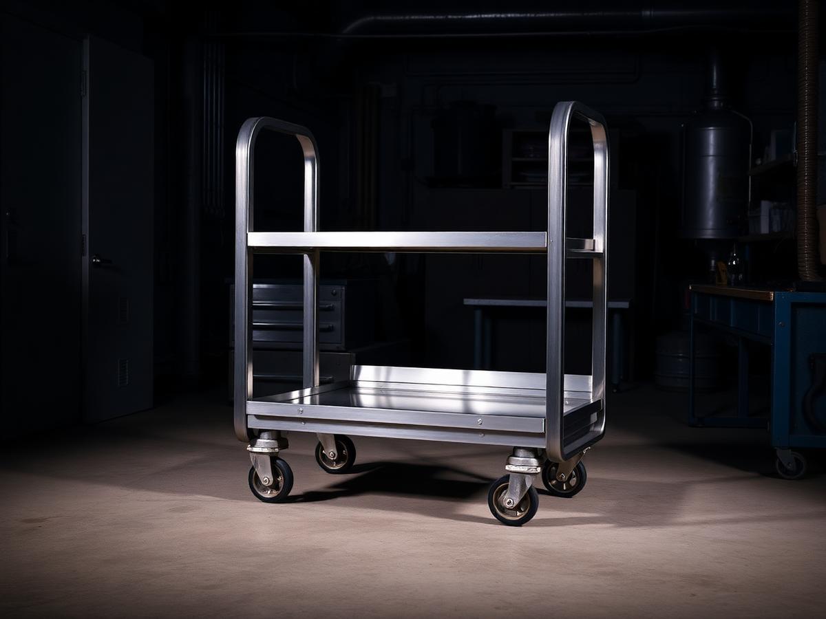 Heavy-duty steel workshop trolley with castors